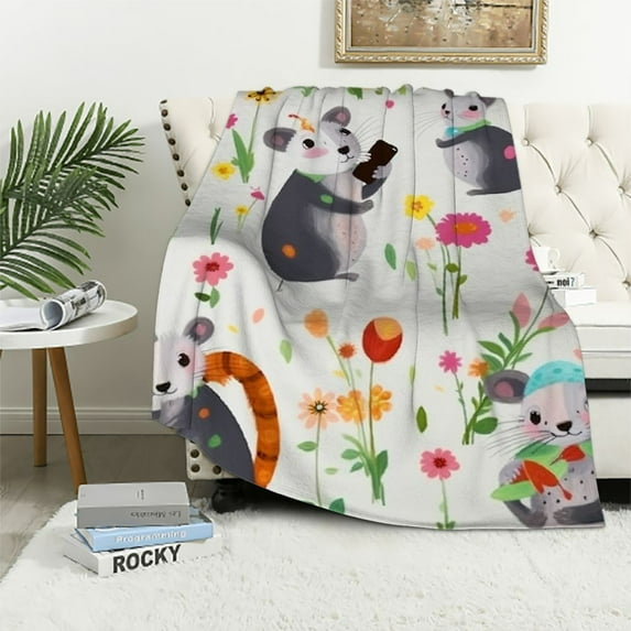 ARISTURING Opossum Sherpa Throw Blanket Twin Kids Possum Gifts Plush Blanket for Boys Girls Possums Decor Throw Blanket Cartoon Possum Stuffed Animal Fuzzy Blanket Room Decor Plush Blanket