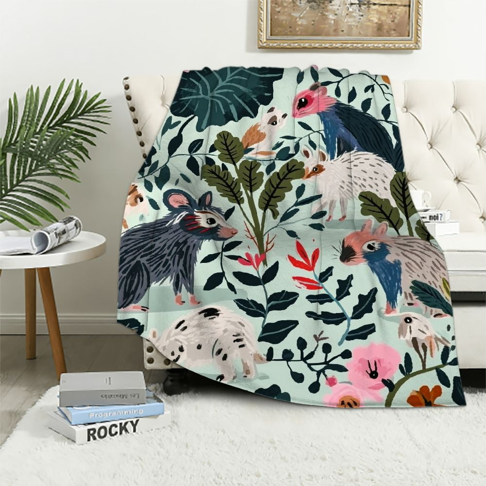 HENGT Opossum Throw Blanket Baby Kids Cute Animals Plush Blanket for Boys Teens Kawaii Opossum ...