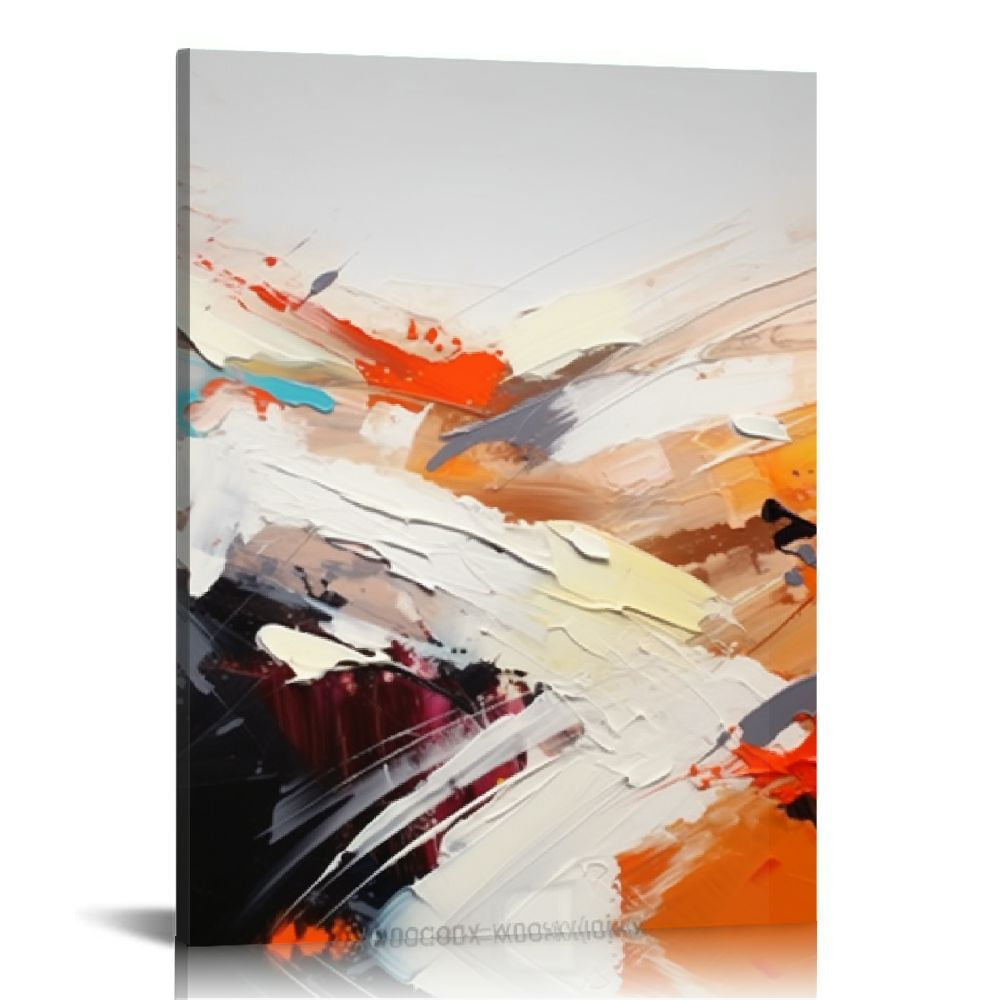 ARISTURING Orange and Brown Abstract Wall Art Brown Textured Art Black ...