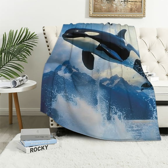 ARISTURING Orca Mountains Clouds Flannel Material Blanket for All Seasons Super Soft Blanket 50x60in