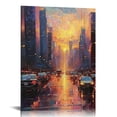 thumbnail image 1 of ARISTURING Original Acrylic Hong Kong City Abstract Painting on Canvas, Wall Art Decor for Living Room, Home, and Wall Decor with Thick Texture 16x20 in, 1 of 5