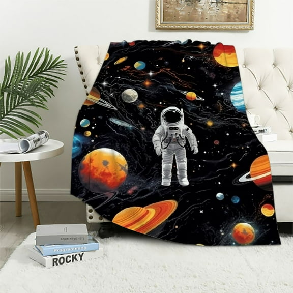 ARISTURING Outer Space Blanket Kids Blanket for Boys Gifts Constellation Solar System Blanket Ultra Soft Galaxy Rocket Planet Blanket for Kids Birthday for Bed Couch Sofa Living Room Decor