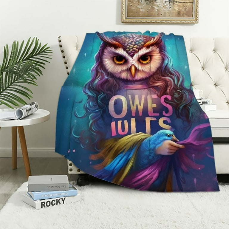 ARISTURING Owl Blanket Owl Gifts for Girls Cute Rainbow Color Owl Throw Blanket Owl Lovers Gifts Owl Blankets for Girls Funny Owl Decor