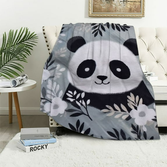 ARISTURING Panda Throw Blanket Cartoon Pandas Pattern Lightweight Flannel Throw Blanket for Bed Sofa Travel Kids Girls Boys Adults Gifts for Panda Lovers