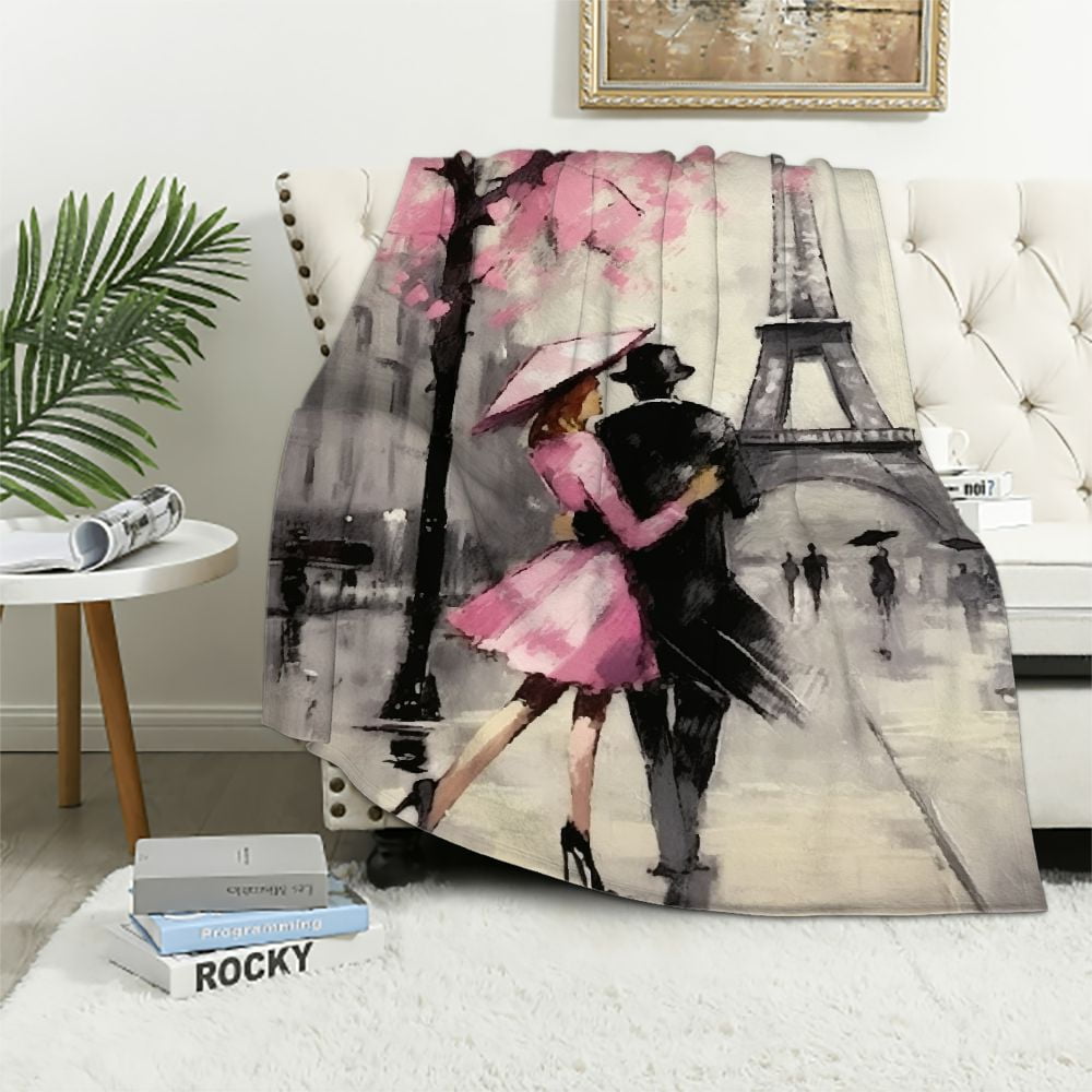 Paris Eiffel Tower Throw Blanket Ultra Soft Warm All Season Valentine s Day Decorative Fleece Blankets for Bed Chair Car Sofa Couch Bedroom 60 X50 Walmart