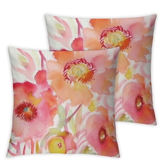 ARISTURING Peach Peony 2Pcs Throw Pillow Covers for Men Women, Watercolor Roses Peonies Flowers Bedding Throw Pillowcase 2pcs, Decorative Pillow Cushion Cover for Couch Sofa Bed Home, Pink