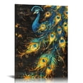 thumbnail image 1 of ARISTURING Peacock Feather Canvas Wall Art Yellow and Blue Black Art Vintage Colorful Animal Feather Giclee Painting Pictures Prints, 1 of 5