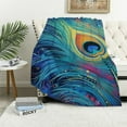 thumbnail image 1 of ARISTURING  Peacock Feathers Colorful Blanket Soft Warm Print Throw Blanket for Women Adults Gift, 1 of 6