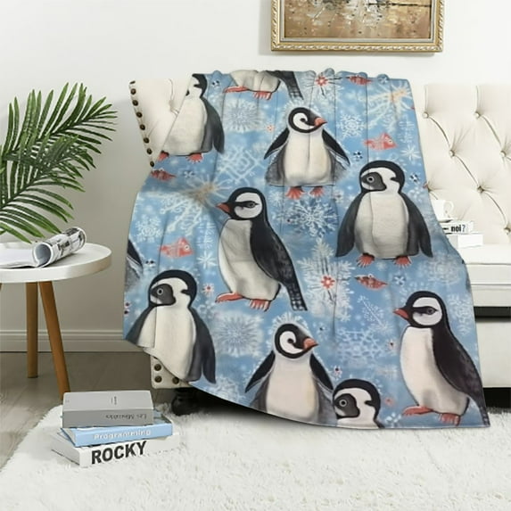 ARISTURING Penguin Throw Blanket Soft Fuzzy Plush Blanket Lightweight Flannel Blankets for Couch Bed Living Room Adults Kids Teens Gifts All Seasons