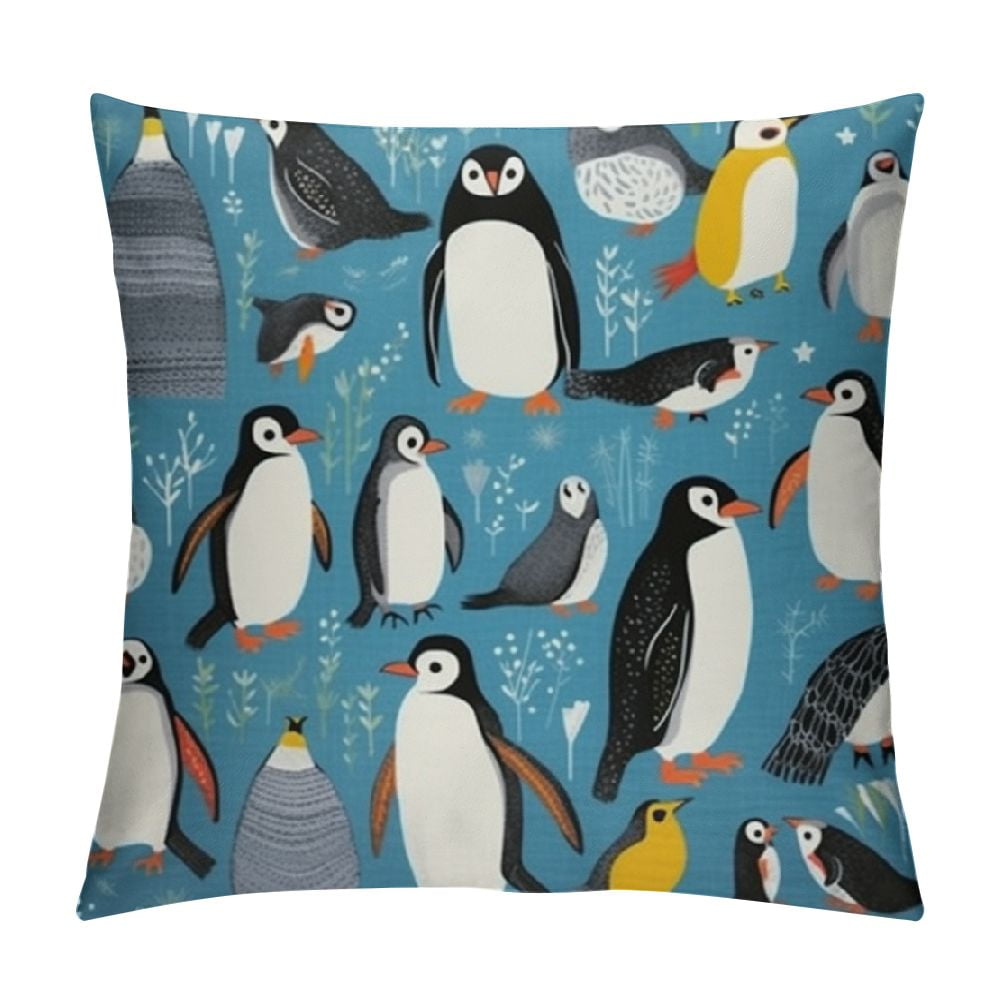 ARISTURING Penguins Throw Pillow Covers for Home Bed Decor,Antarctica ...