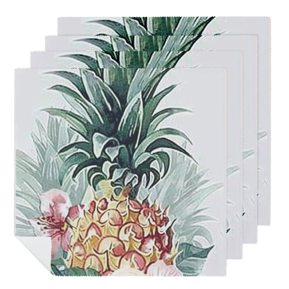 Jiayy Pineapple Flowers Leaves Dinner Napkins for Dining Table Kitchen Party Decor 2 PCS