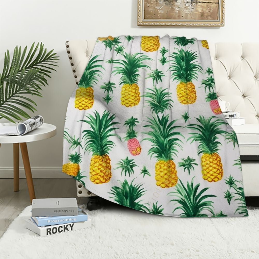 Blue Pine Pineapple Print Blanket