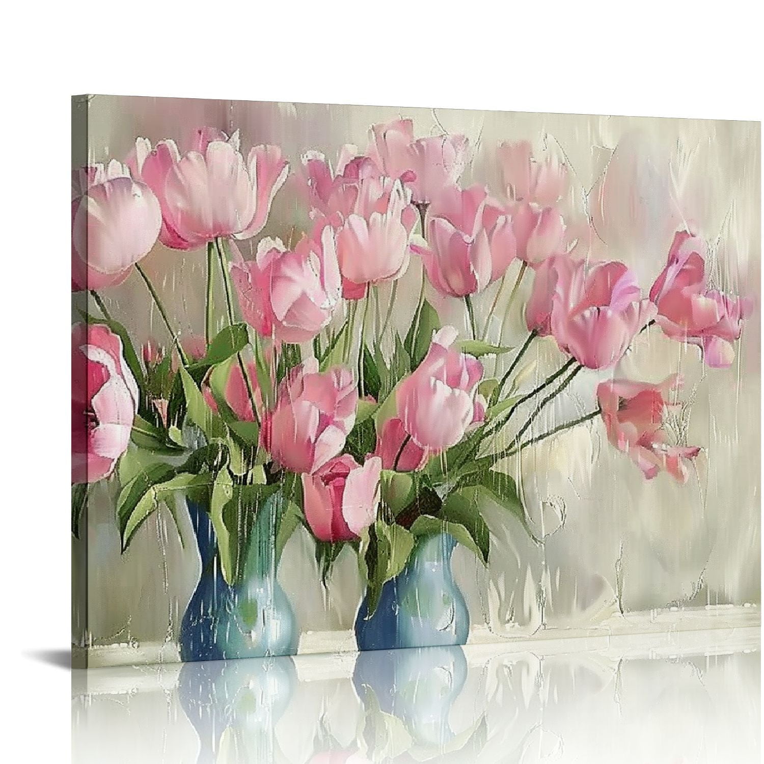 ARISTURING Pink Flower Paintings Canvas Wall Art Watercolor Plant Tulip ...
