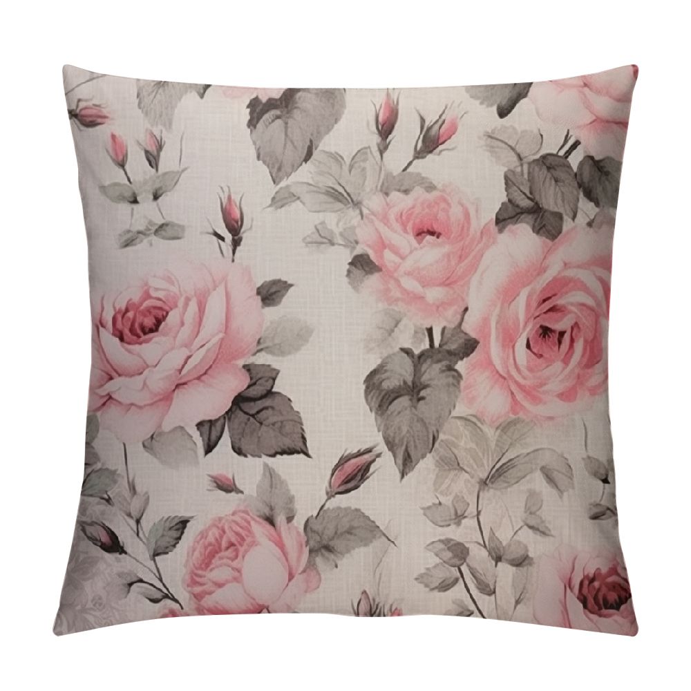Set of 2, Flowers Pillow Cushion Cases, Modern Decorative Square Pillowcases