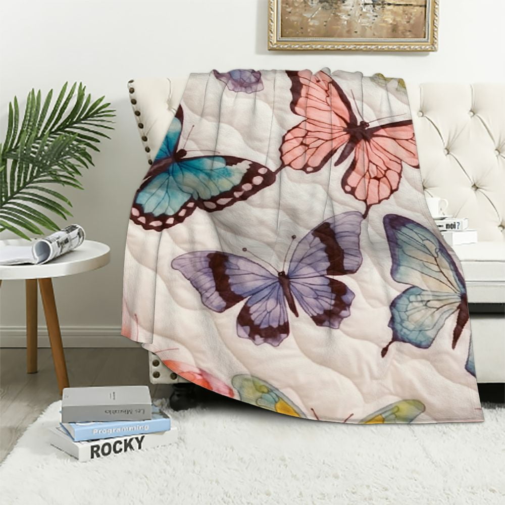 ARISTURING , Pink Flutter Butterfly Throw Blanket, - Walmart.com