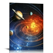 ARISTURING Planet Prints Galaxy Wall Decor - Framed Outer Space Artwork Orbital Earth Sun Moon Paintings The Solar System Pictures Universe Canvas Decoration For Bedroom Living Room Decor