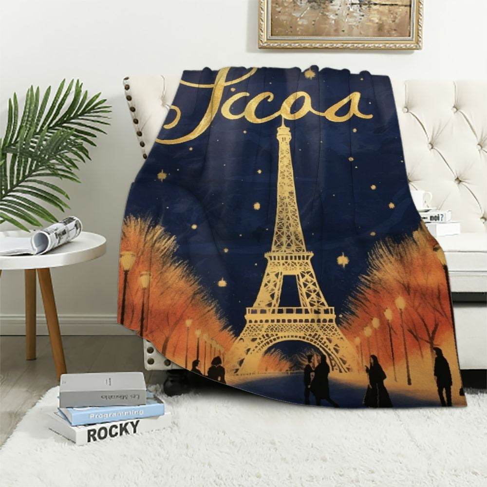 ARISTURING Print Eiffel Tower Blanket with Name Soft Cozy Throw