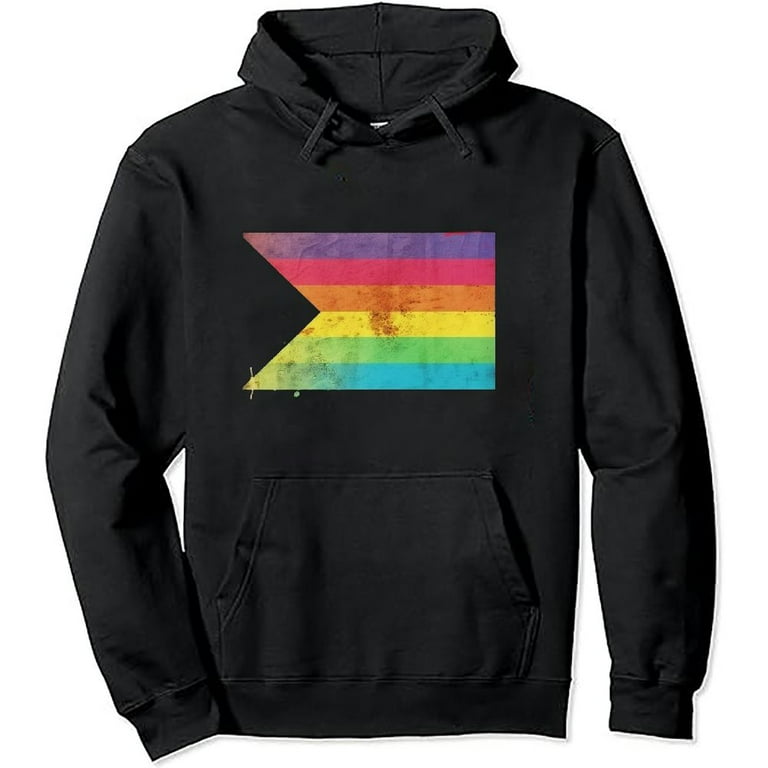 ARISTURING Progress Pride Flag Inclusive Rainbow Gay LGBTQ Hoodie Sweatshirts Walmart