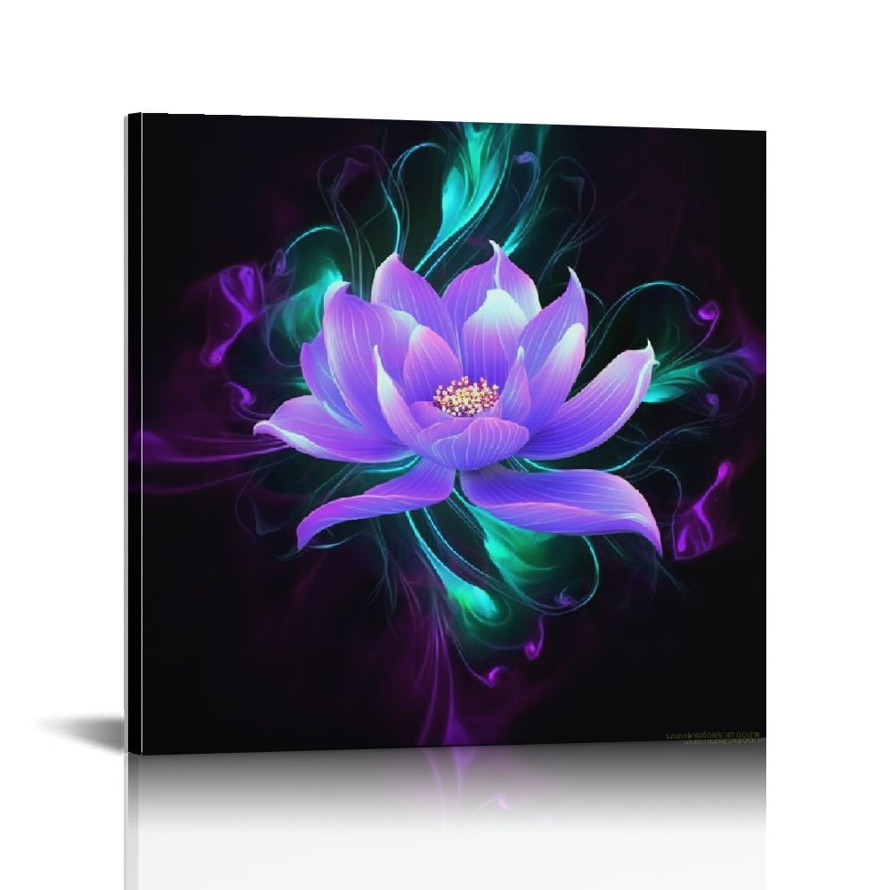 ARISTURING Purple Lotus Flower Canvas Wall Art Home Decoration Canvas ...