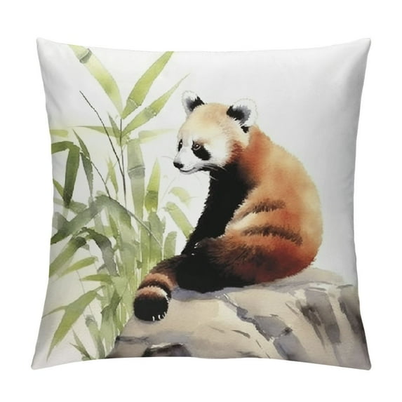 ARISTURING Raccoon Throw Pillow Covers, Red Panda Animal Cushion Case for Home Living Room Decor, Wildlife Style Decorative Throw Cushion Case