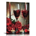 thumbnail image 1 of ARISTURING  Red Wine Canvas Wall Art Rose Flowers Painting Pictures Artwork Poster Framed Prints for Kitchen Dining Bar Hotel Home 16x20, 1 of 5