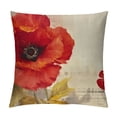 thumbnail image 1 of ARISTURING  Red Yellow Poppy Flower Sofa Decorative Beige Throw Pillow Case Cushion Cover Square, 1 of 5