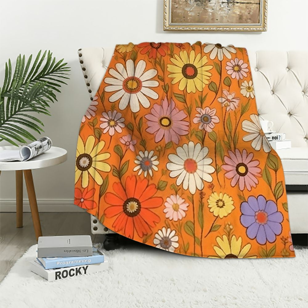 ARISTURING Retro Hippie 60s 70s Aesthetic Boho Throw Blanket, Trendy