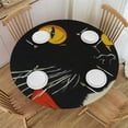thumbnail image 1 of ARISTURING Round Tablecloth Water Resistant Spill Proof Washable Polyester Table Cloth, Compatible with Cats with Smoke Decorative Fabric Table Cover for Dining Table, Buffet Parties and Camping White, 1 of 7
