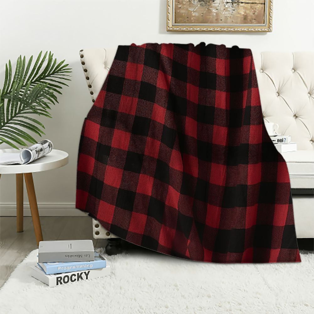 Black Buffalo Plaid Sunbeam Sherpa Heated Throw Sunbeam Bedding
