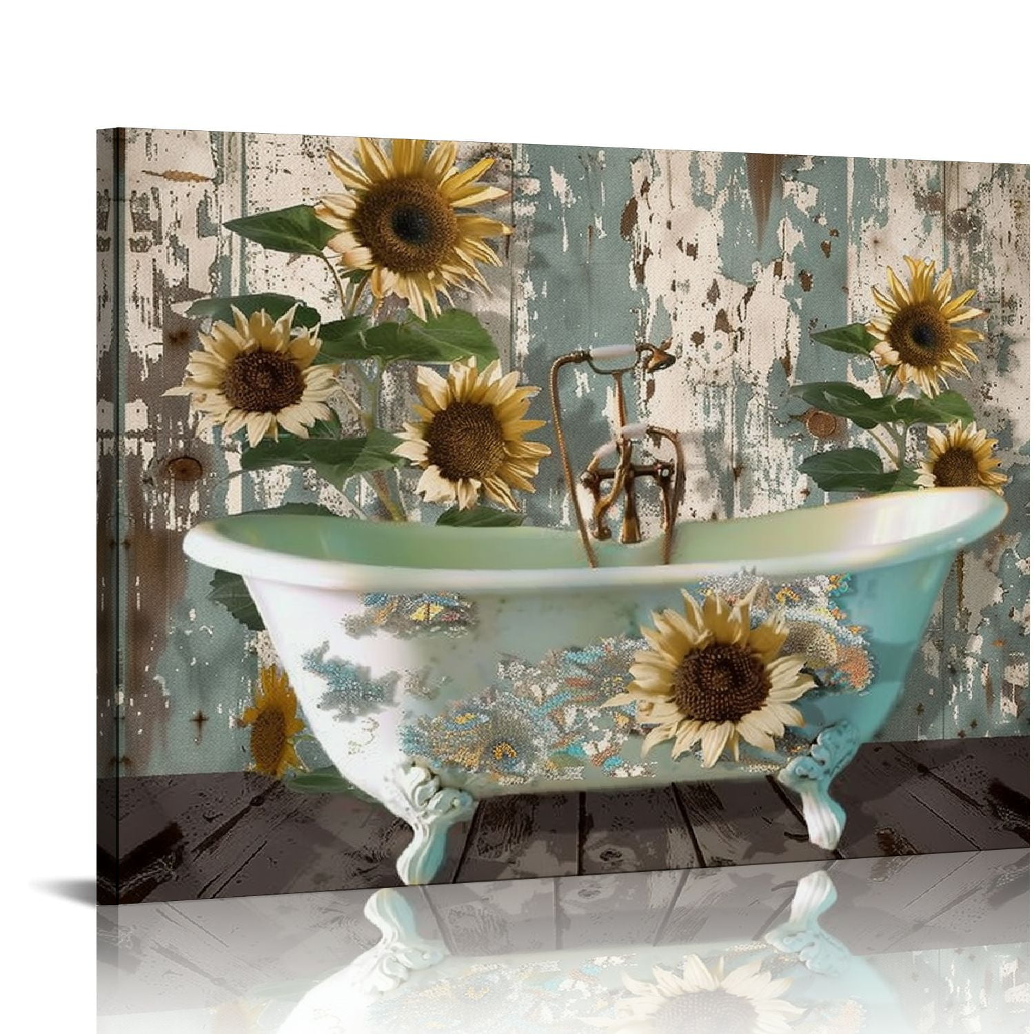ARISTURING Rustic Farmhouse Bathroom Wall Art Decor Sunflowers Flowers ...