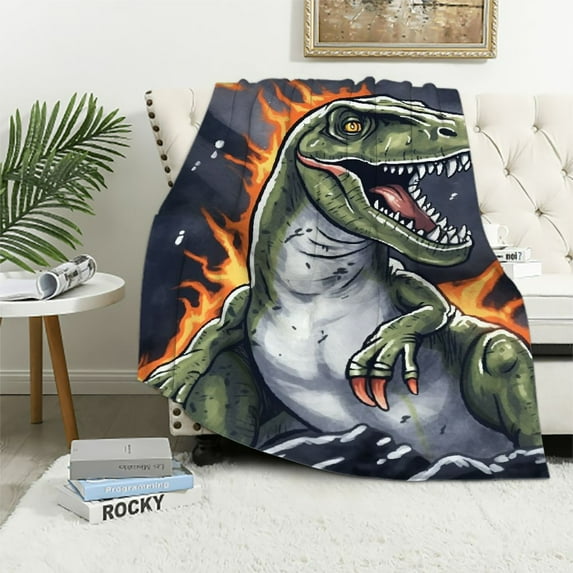 ARISTURING SNUGGLES Dinosaur T-Rex in The Dark Throw Blanket for Boys; Dino Birthday for Kids; Dinosaur T-Rex Toys; Dinosaur Stuff for Room(copyrighted China/US)
