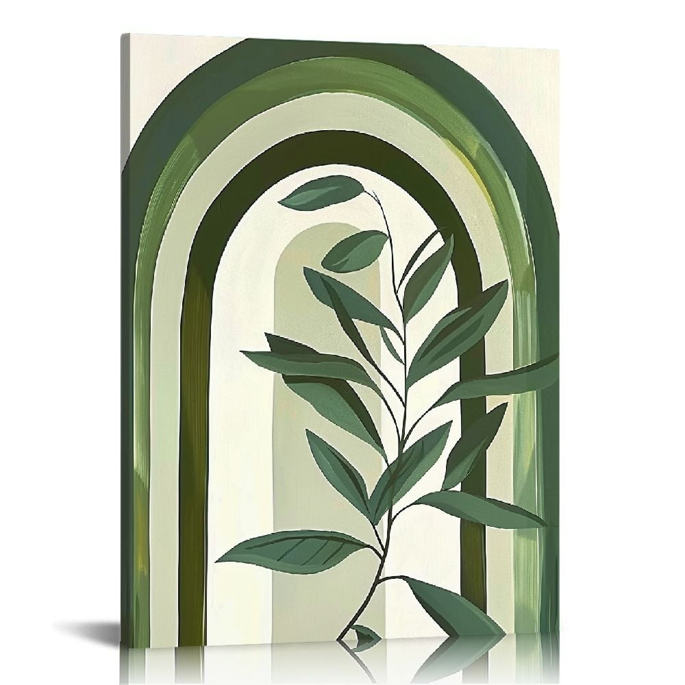 ARISTURING Sage Green Boho Wall Art Prints,Green Mountain Sun Palm Leaf