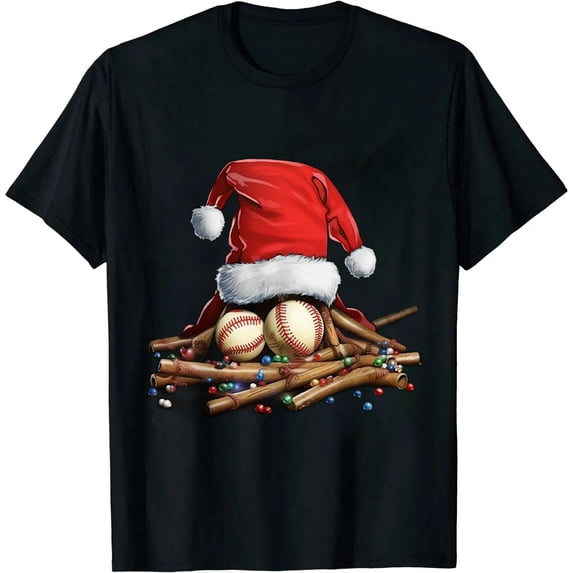 ARISTURING Santa Sports Design For Men Boys Christmas Baseball Player T-Shirt