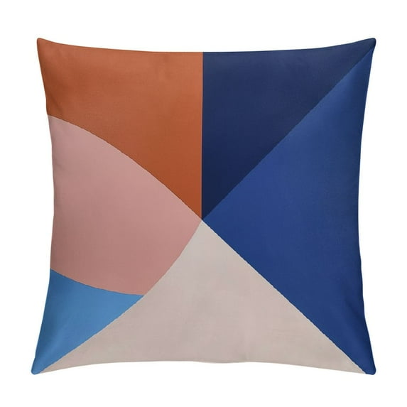 ARISTURING  Simple Color Block Geometry Pink Blue Red Retro 80s Design Throw Pillow, Multicolor