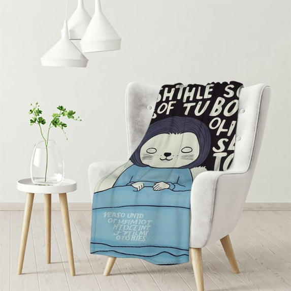 ARISTURING Sloth Blanket Cute Cartoons Print Sloth Flannel Throw Blanket Black Smooth and Soft Cozy Plush Blanket for Kids Adults Lightweight Luxury Bed Blanket for Couch Sofa All Seasons