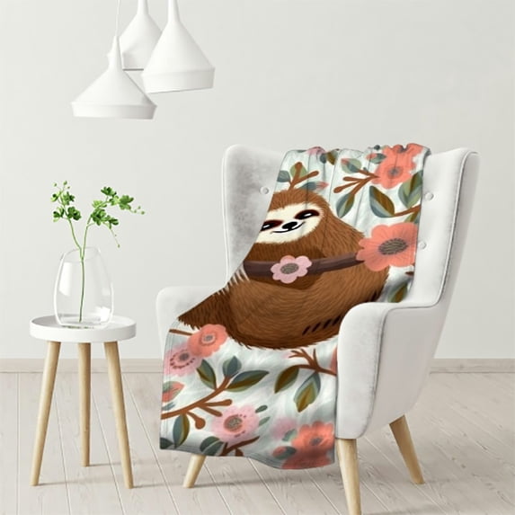 ARISTURING Sloth Flannel Throw Blanket Lightweight Office Couch Sofa Bedroom for Kid Adults All Season