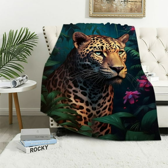 ARISTURING  Soft Cozy Fleece Throw Blanket for Couch, Leopard Cheetah Jungle,