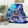 thumbnail image 1 of ARISTURING  Soft Cozy Throw Blanket for Couch, Wolf Snow Moon, 1 of 6