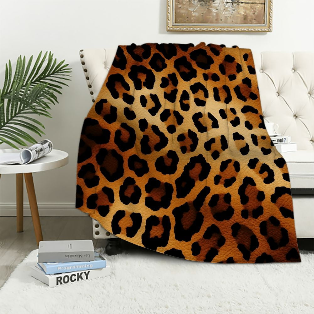Leopard Backing ARISTURING Soft and Thick Fur Sherpa Backing Bed Blanket, ML Leopard ...