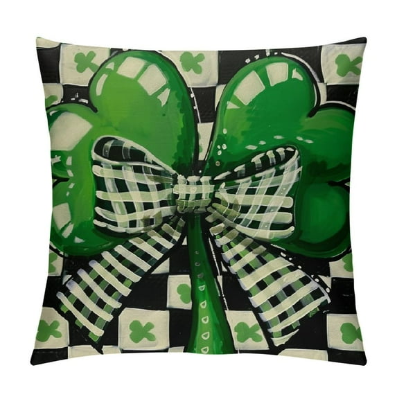 ARISTURING Spring Farmhouse Decorations Pillow Covers Buffalo Plaid Clover Truck Throw Pillow Cases Lucky Hello Shamrocks Cushion Cover for Sofa Couch St Patricks Day Home Decor