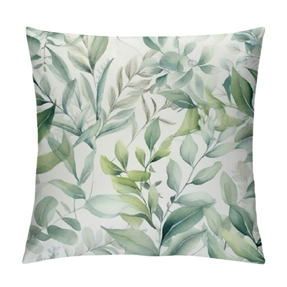 HENGT Spring Sage Green Leaf Pillow Covers, Eucalyptus Floral Watercolor Pillow Cushion Cases, Gray Seafoam Leaves Print Modern Throw Pillows Cover Decor Gifts for Bed Couch Sofa Living Room