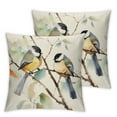 thumbnail image 1 of ARISTURING  Spring Summer Birds Decorative Throw Pillow Covers 2pcs Chickadee Goldfinch Bluebird Porch Outdoor Home Decor, Sparrow Branches Vintage Couch Cushion Case, 1 of 6