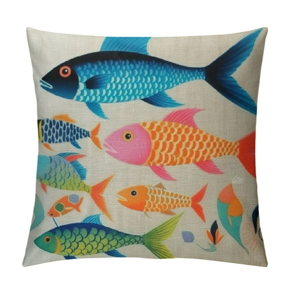 ARISTURING  Square Decorative Fashion Throw Pillow Case Cushion Cover Colorful Fish