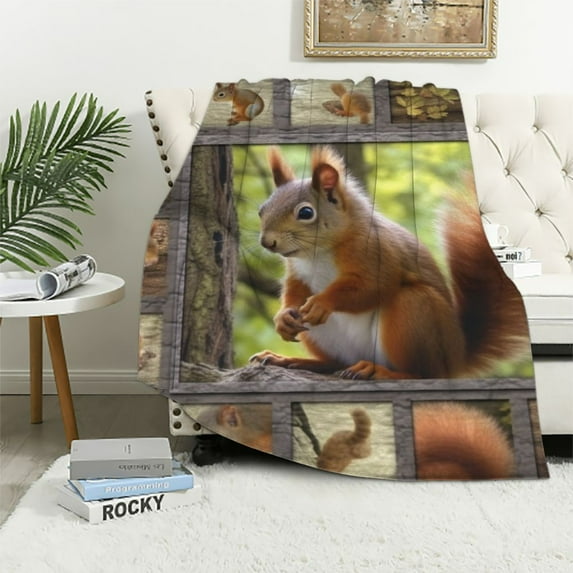 ARISTURING Squirrels Blanket for Girl Woman Squirrel Throw Blanket for Kids Man Soft Plush Cozy Squirrel Animals Bedroom Decor Flannel Blanket Gifts for Adults Couch Sofa
