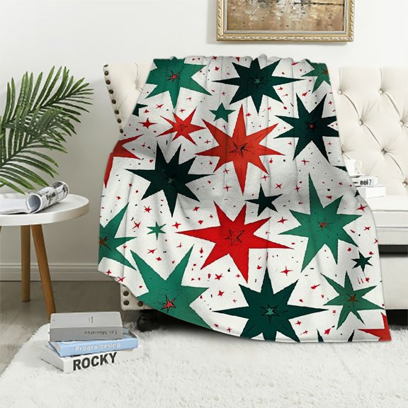ARISTURING Stars Geometric Flannel Throw Blanket All Seasons Hand Feel Blanket 60x80in