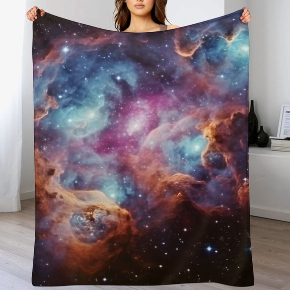 ARISTURING Stars Nebula Space Art Flannel Blanket Ultra Soft Cozy Throw Blanket for Couch Sofa and Bed, Heat Transfer Design, Multiple Sizes Available 60x80in