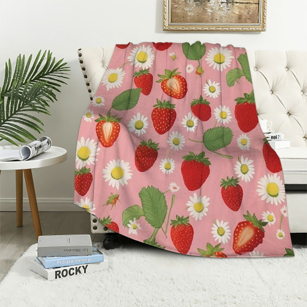 ARISTURING Strawberry Blanket, Pink Throw Blanket Gifts for Fruit ...