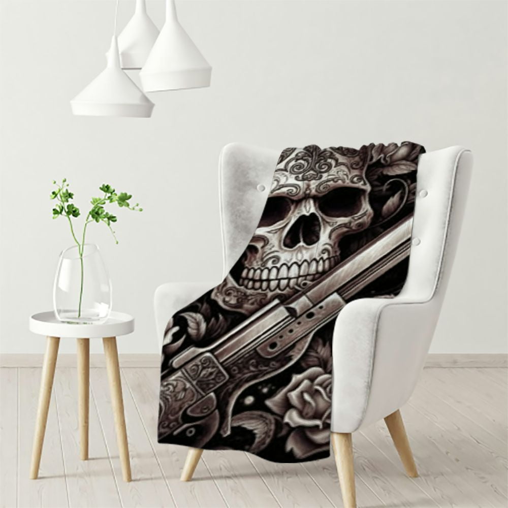 Tropical Leaf Skull Blanket