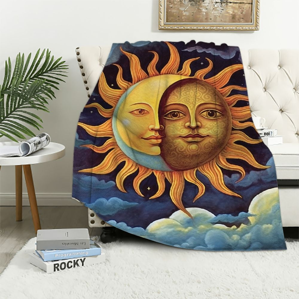 ARISTURING Sun Moon Blanket Gift Throw Woven from Cotton