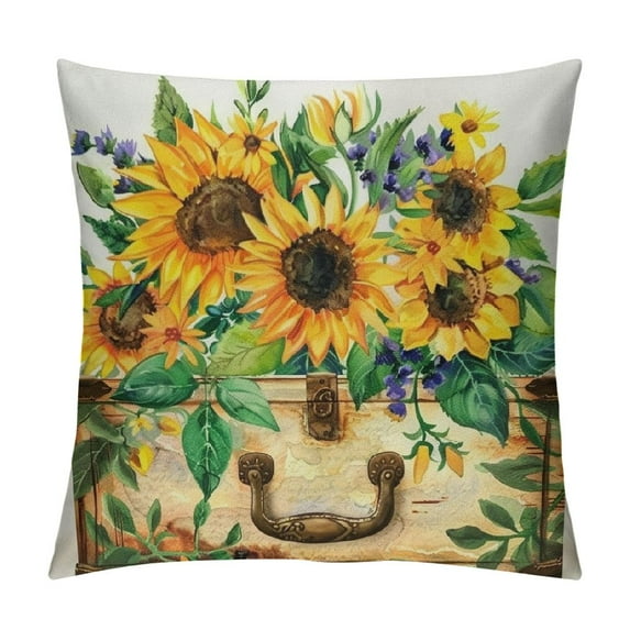 ARISTURING Sunflower Pillow Covers Spring Summer Floral Throw Pillow Covers Yellow and Purple Flowers Decorative Pillow Case for Sofa Bed Car Patio,